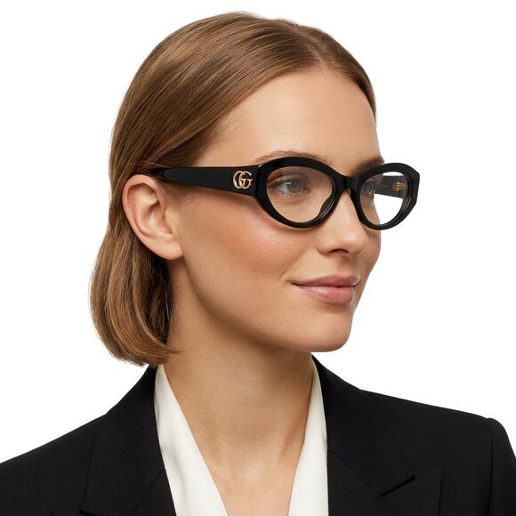 Gucci Black Cat Eye Frame Injection Optical Designer Eyeglasses Frames SRP: $385
